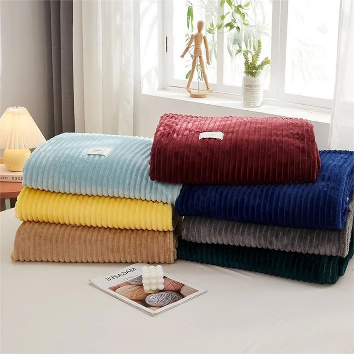 Solid Strip Flannel Blanket Free Sample