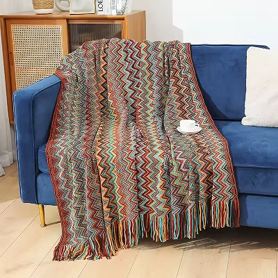Jacquard Throw Tassel Blanket