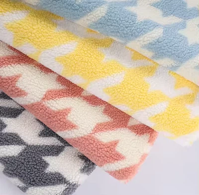 Houndstooth Sherpa Lamb Fure Flece тканина